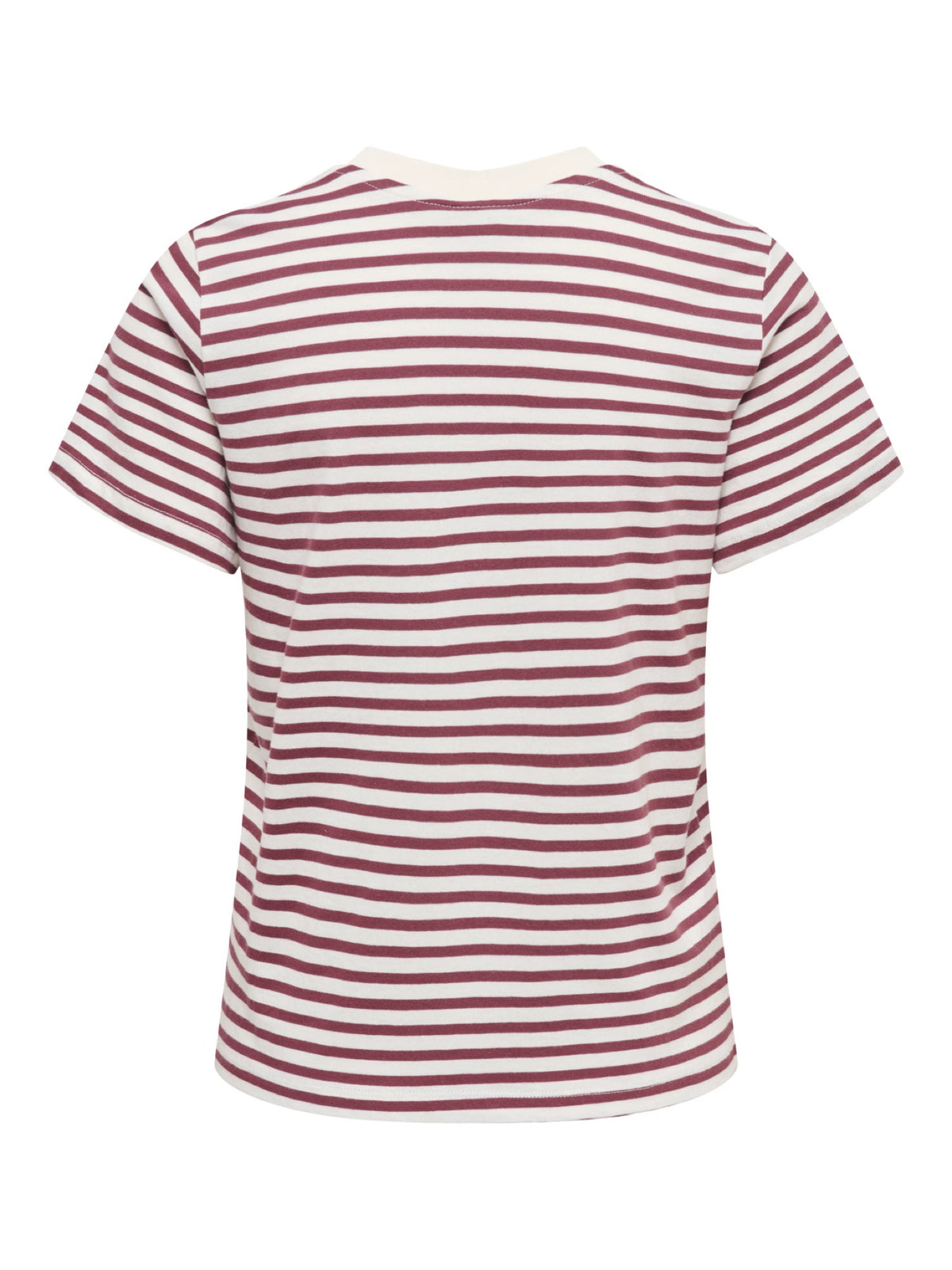JDYPISA T-shirt col rond en coton bio à imprimé — JDY — Cloud Dancer / New Stripe Windsor Wine Gold — packshot dos | Appart 17 Bruxelles