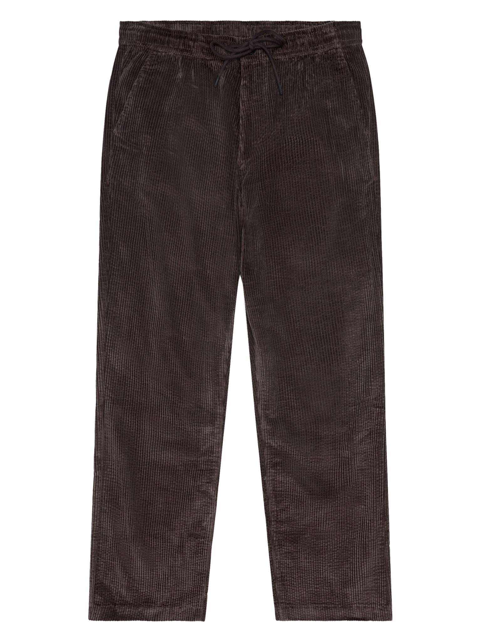 Pantalon Fig comfort en velours côtelé de coton bio, taille élastique — KnowledgeCotton Apparel — Chocolate Torte — packshot | Appart 17 Bruxelles