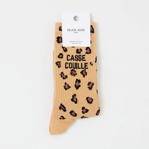 Chaussettes « Casse couille » — Félicie Aussi — Léopard sable — photo produit | Appart 17 Bruxelles