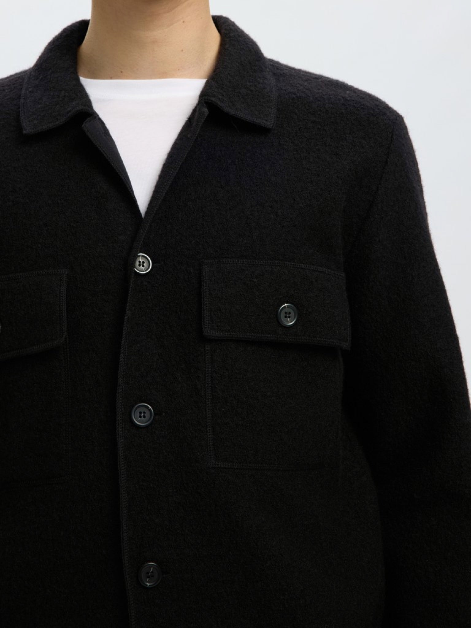 SLMNEALY Cardigan workwear en laine — Noir — vue 5