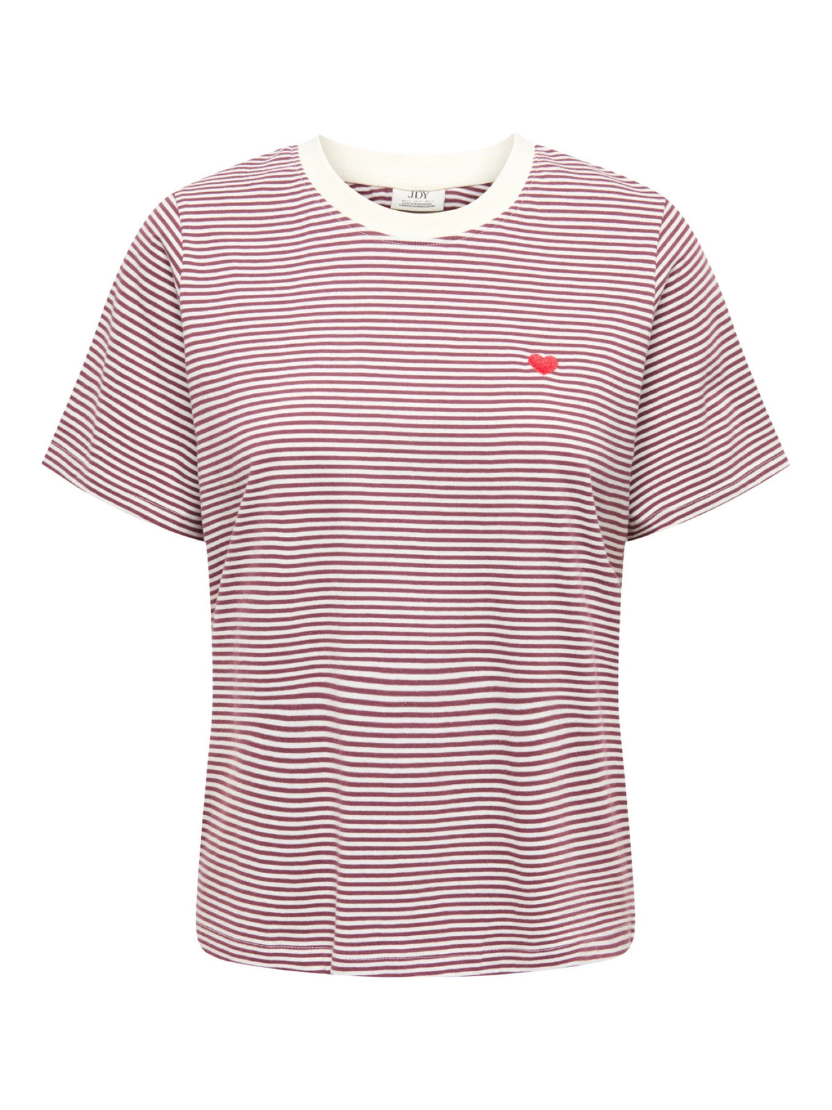 JDYPISA T-shirt col rond en coton bio à imprimé — JDY — Cloud Dancer / Windsor Wine Stripes — packshot | Appart 17 Bruxelles