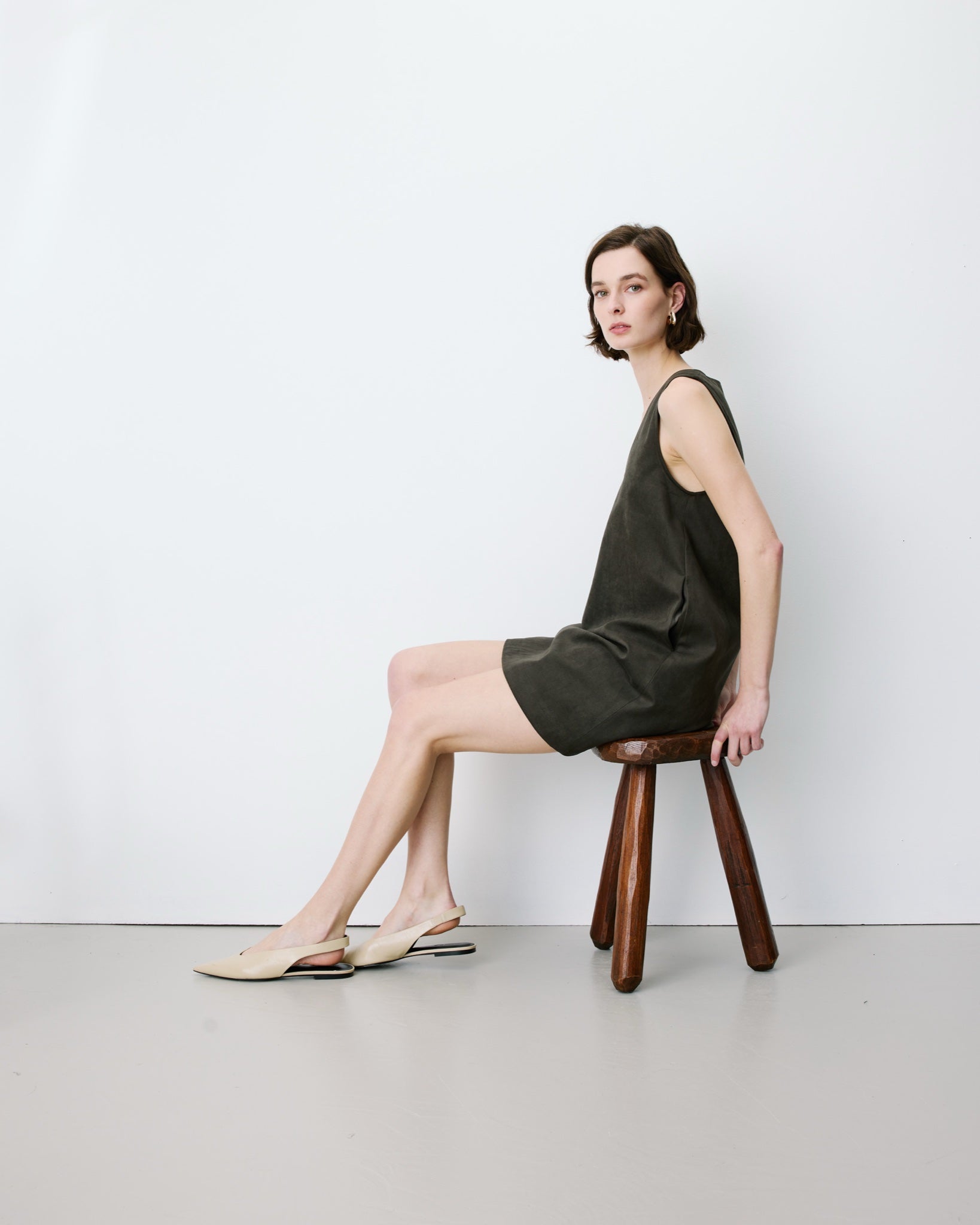 Anaya Robe chasuble en suédine — Kaki — vue 4