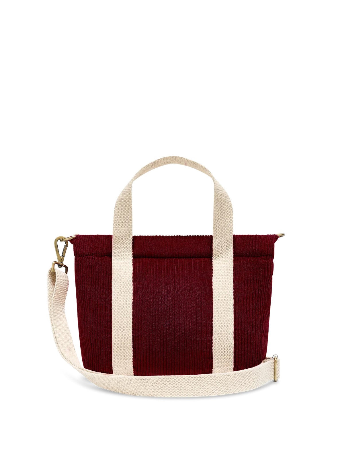 Hindbag Louise Mini cabas en velours côtelé — Hindbag — Velours bordeaux — packshot, vue de dos 3 | Appart 17 Bruxelles