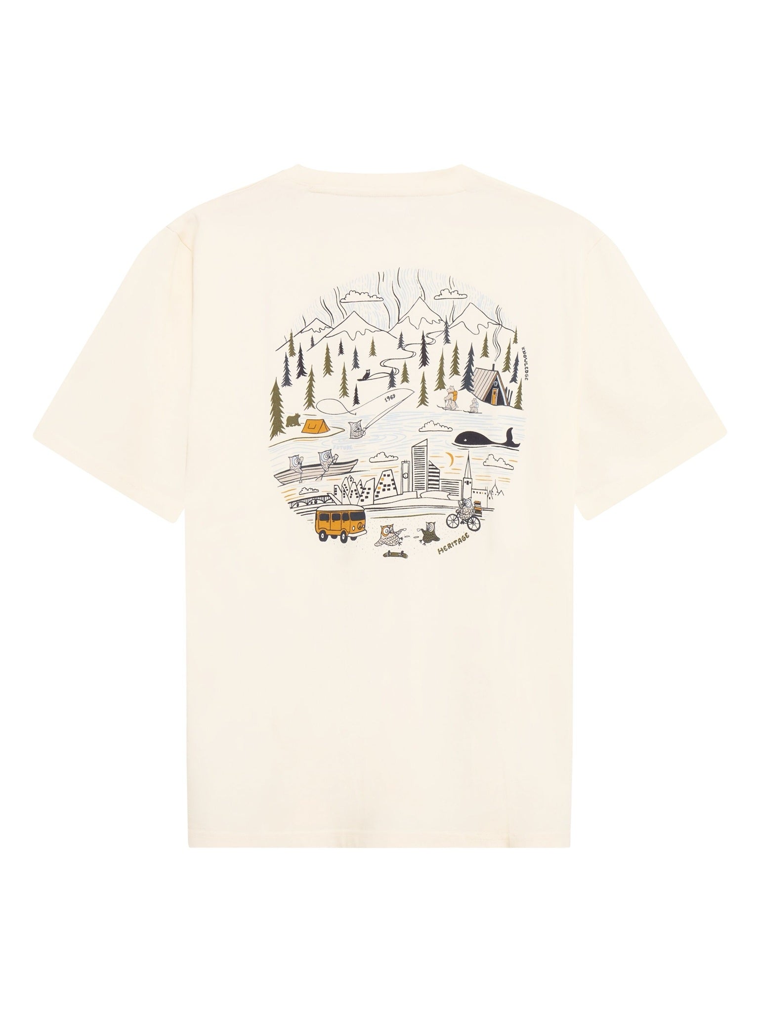 Back Print T-shirt — Egret — KnowledgeCotton Apparel
