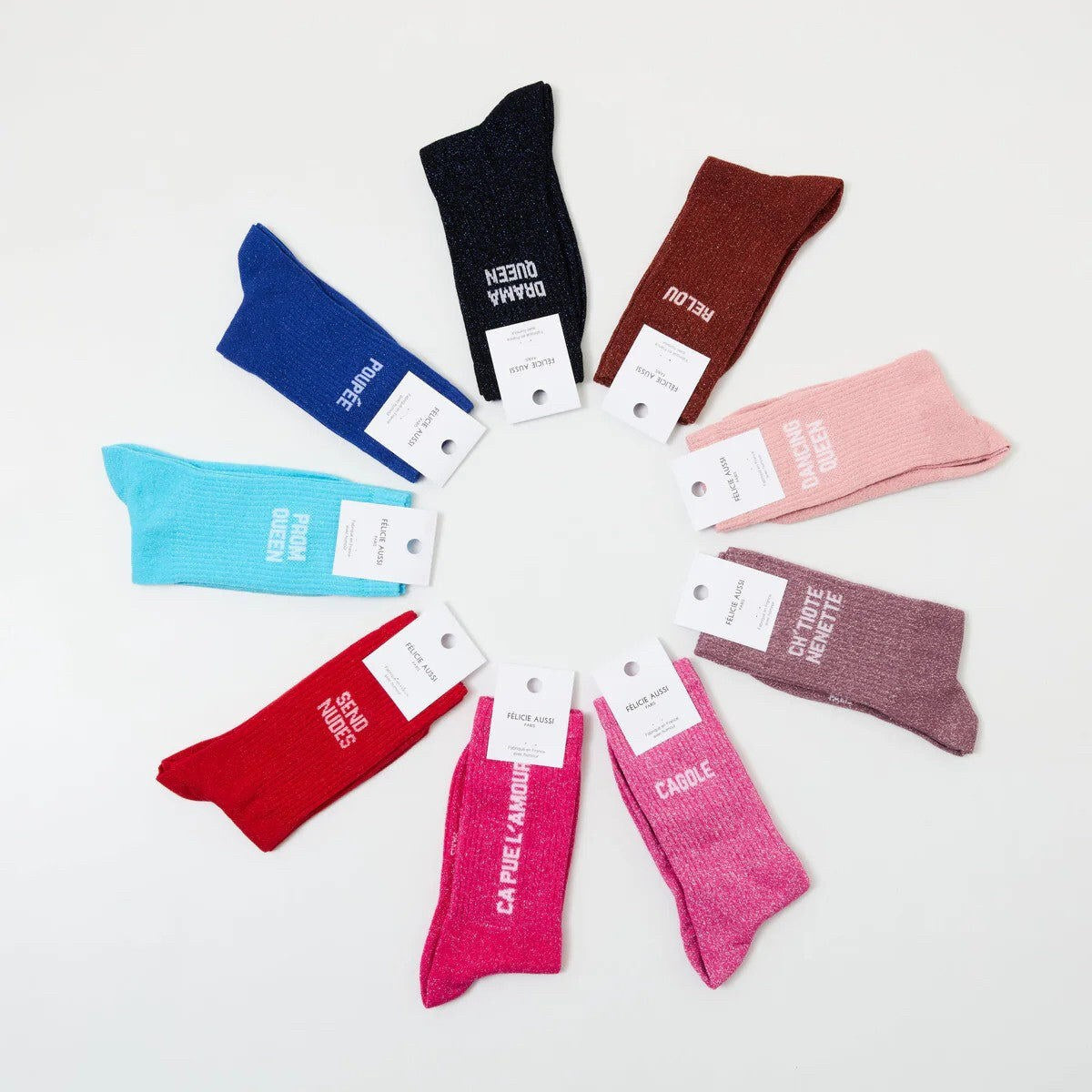 Chaussettes « Drama Queen » pailletées — Félicie Aussi — Galaxie pailleté — vue 2 | Appart 17 Bruxelles
