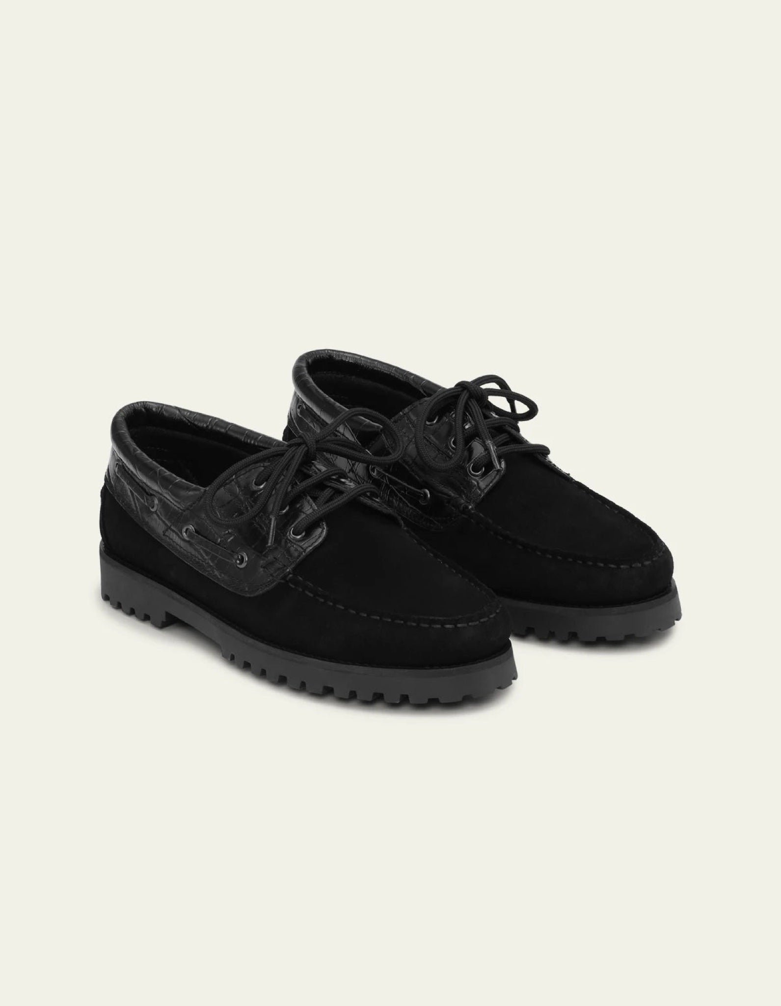 Croco Mix Chaussures bateau — Noir — vue 3