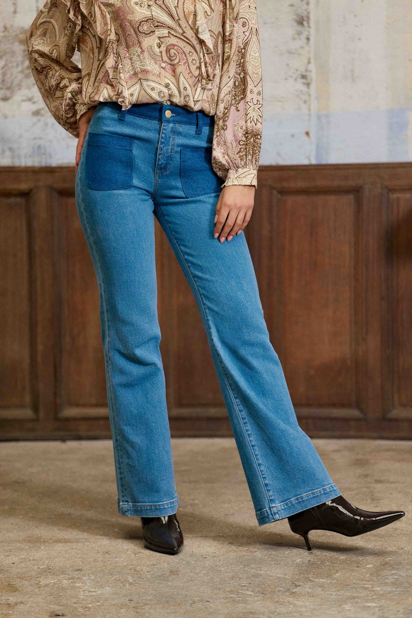 Jean flare Sonnya taille haute — Stone — vue 4