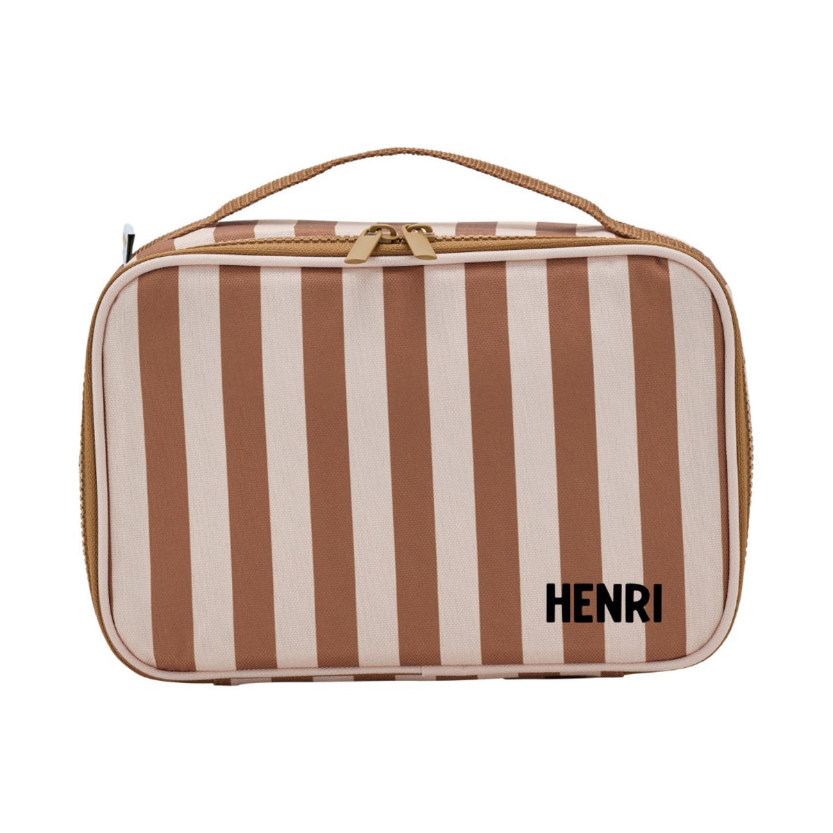 Lunch bag isotherme enfant — Atelier Wagram — Rayures marron fond beige — autre vue 3 | Appart 17 Bruxelles