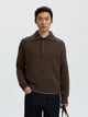 SLMCODY Polo en maille de laine, coupe décontractée — Selected Homme — Turkish Coffee — porté, de face | Appart 17 Bruxelles