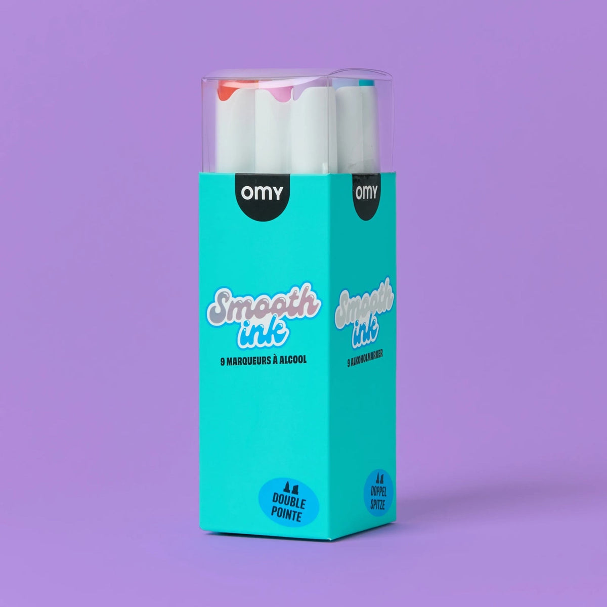 Marqueurs à alcool Smooth Ink, 9 couleurs, double pointe — OMY — Smooth Ink — packshot | Appart 17 Bruxelles