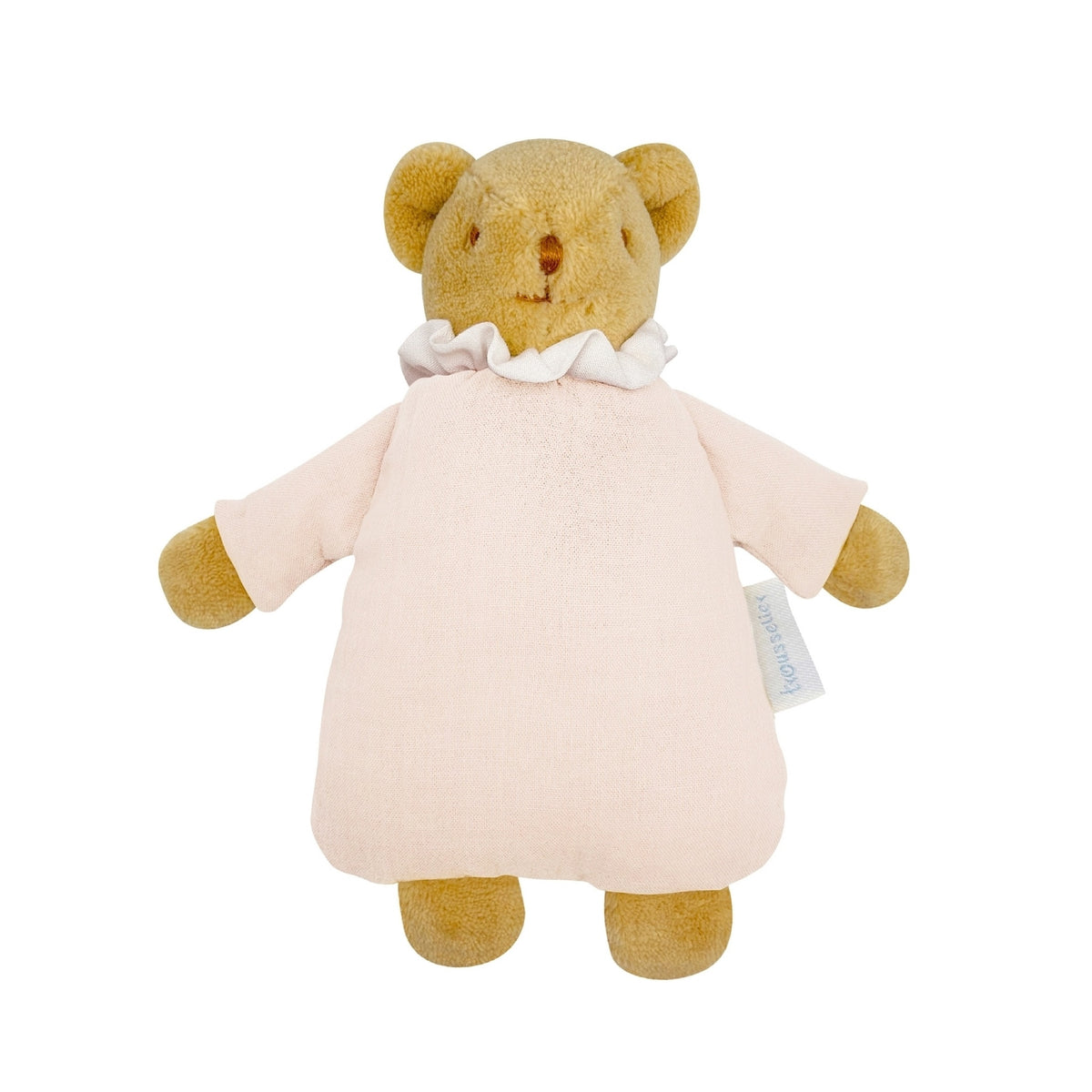 Doudou Ours Nid d'Ange avec hochet 20 cm, coton bio — Trousselier — Rose poudré — packshot | Appart 17 Bruxelles