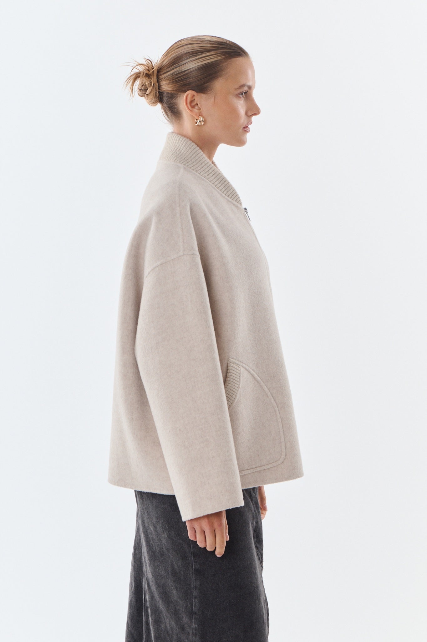 LEO Manteau en laine et cachemire — Beige — vue 6
