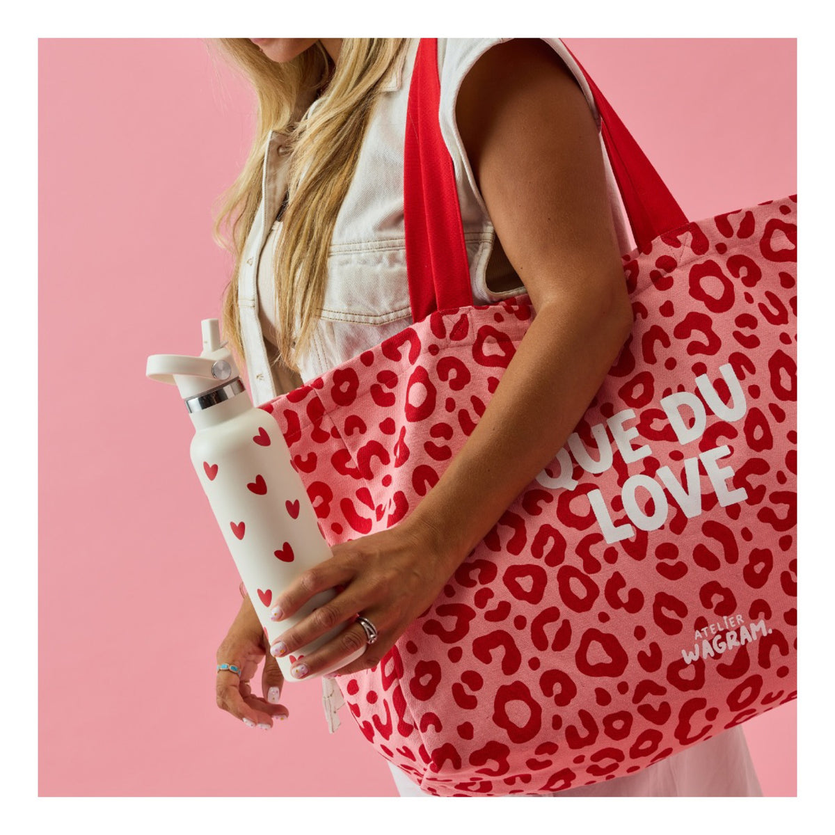 Cabas XL en toile de coton à message — Atelier Wagram — « Que du love » — autre vue 6 | Appart 17 Bruxelles