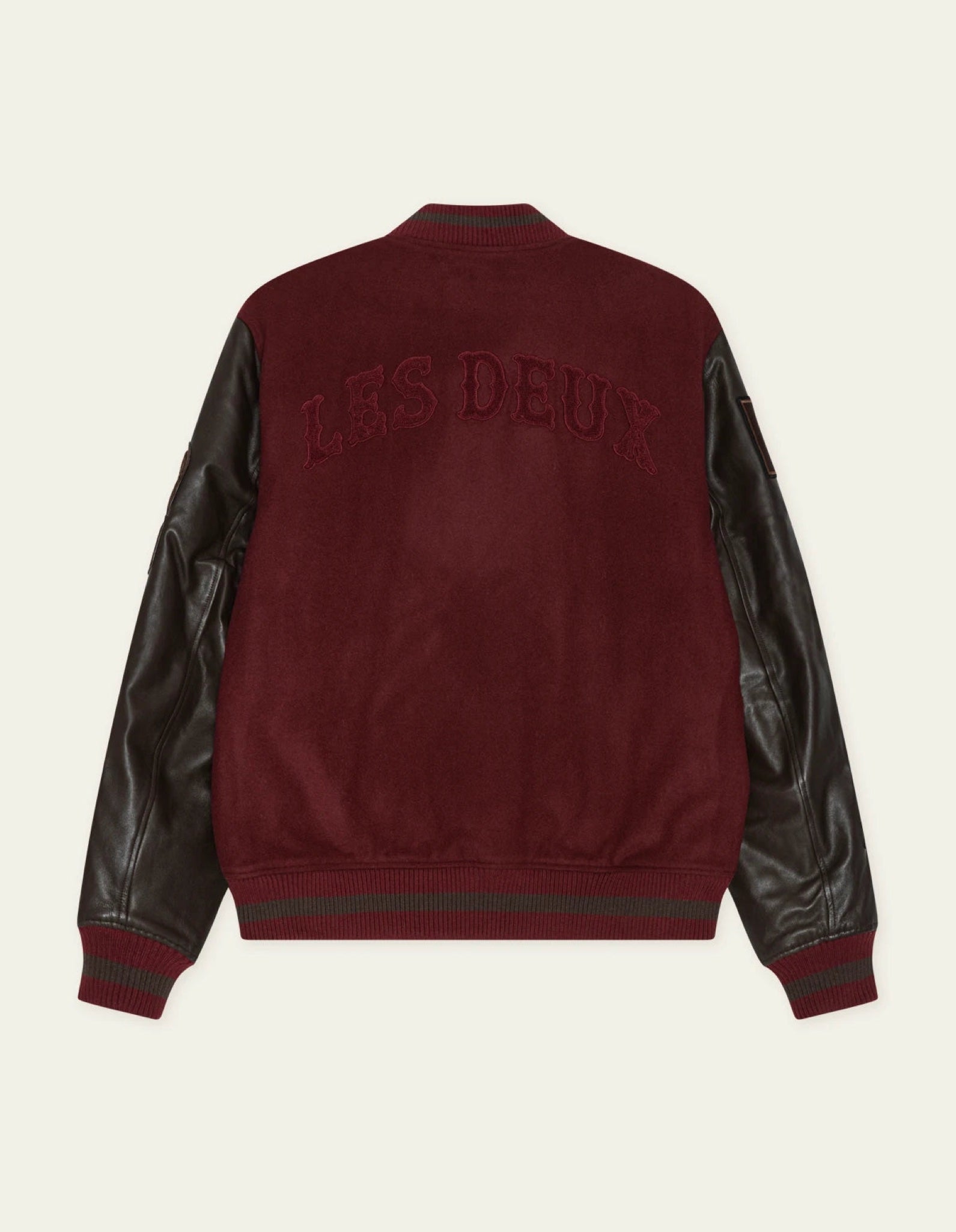 Varsity Veste teddy laine & cuir — Chocolate Truffle Red — vue 3