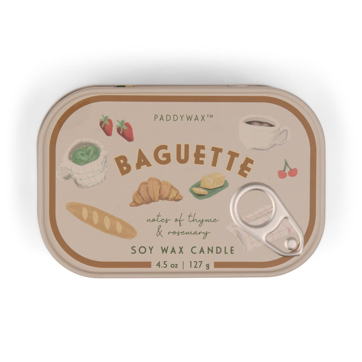 Paddywax Bistro Baguette Bougie parfumée boîte métal 127 g, 2 mèches — Paddywax — Rosemary & Thyme — packshot | Appart 17 Bruxelles