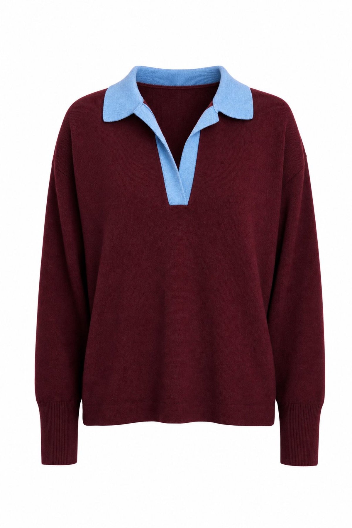KAIMON Pull-polo oversize en maille, col chemise contrastant — FRNCH — Figue — packshot 5 | Appart 17 Bruxelles