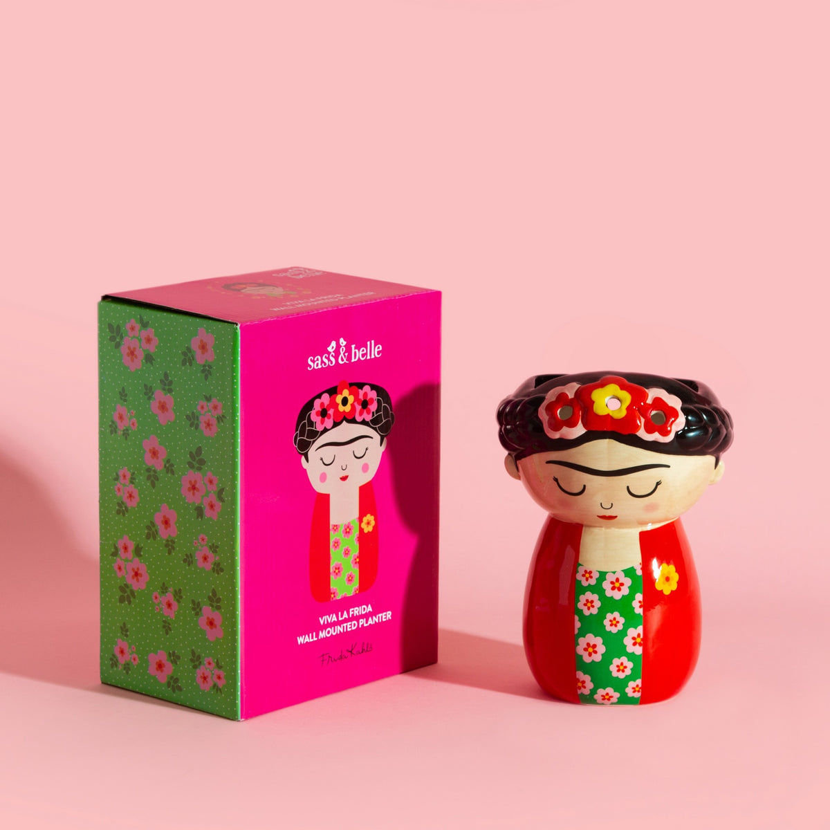 Cache-pot mural Frida Kahlo — Sass & Belle Europe — Rouge — boîte cadeau 8 | Appart 17 Bruxelles