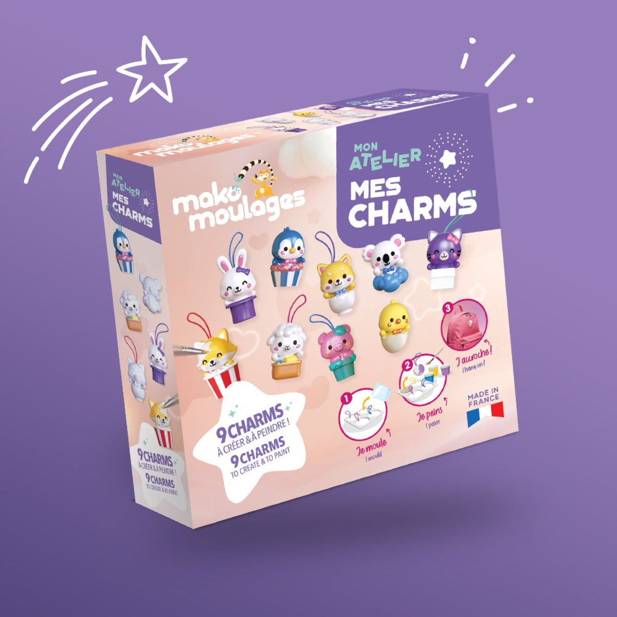 Kit de moulage Mon atelier Mes Charms, 9 charms kawaii — mako moulages — Mes Charms — packshot | Appart 17 Bruxelles