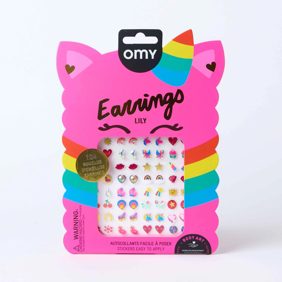 Boucles d'oreilles autocollantes, pack de 104 — OMY — Lily — packshot | Appart 17 Bruxelles