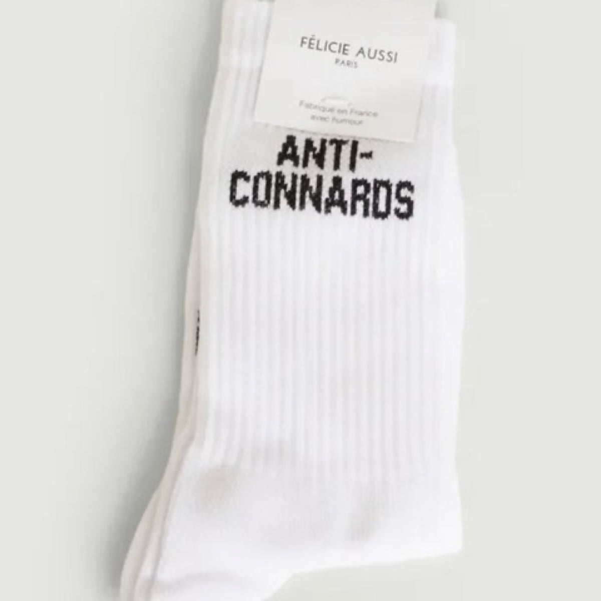 Félicie Aussi Chaussettes « Anti-connards » — Felicie Aussi — Blanc — photo produit | Appart 17 Bruxelles