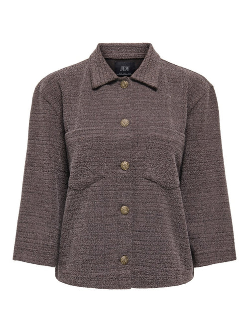 JDYDORIT Gilet-veste en maille jacquard effet tweed, manches 3/4 — 2 coloris