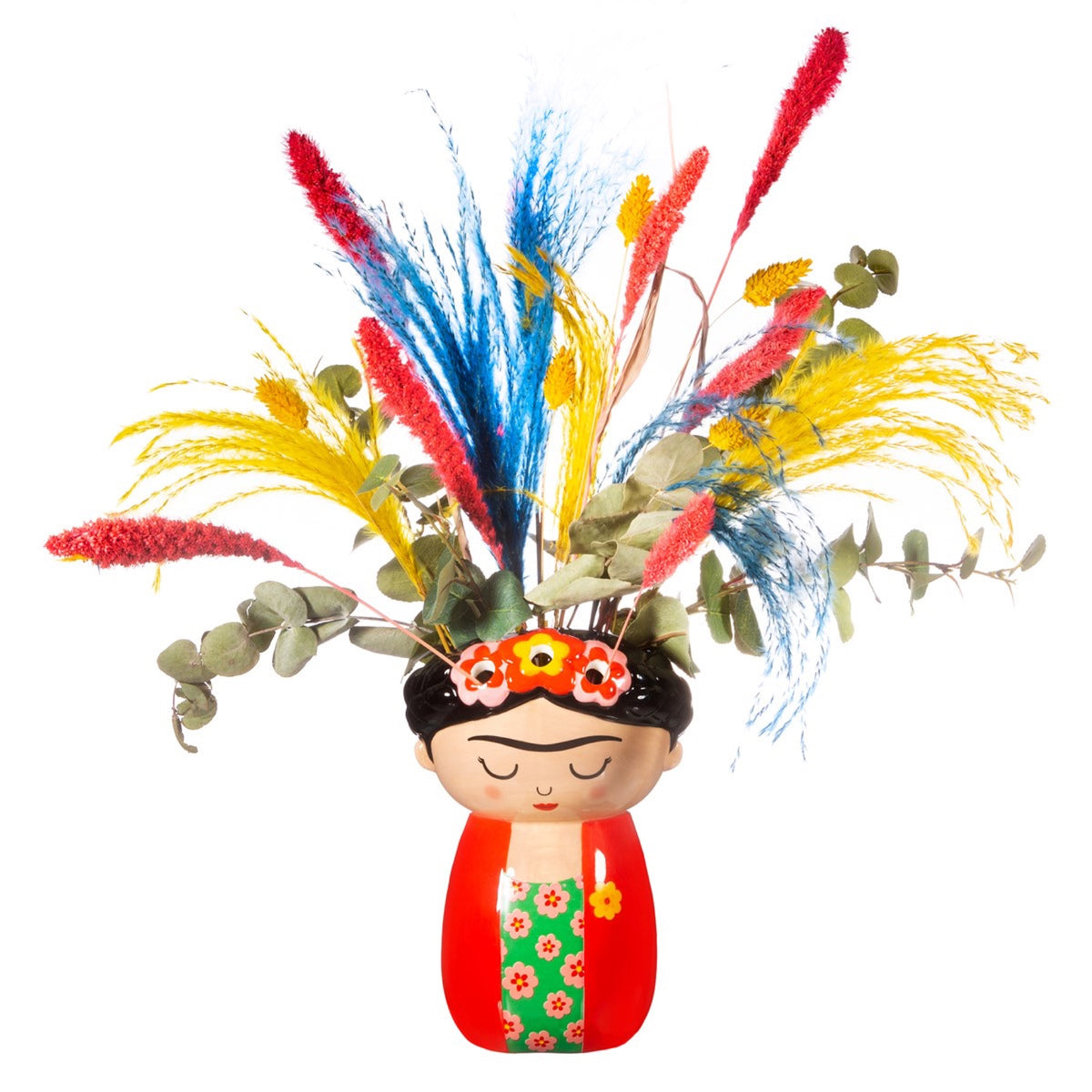 Cache-pot mural Frida Kahlo — Sass & Belle Europe — Rouge — avec fleurs 4 | Appart 17 Bruxelles