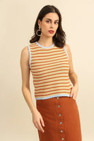 Top sans manches maille rayée multicolore — Appart 17 Bruxelles