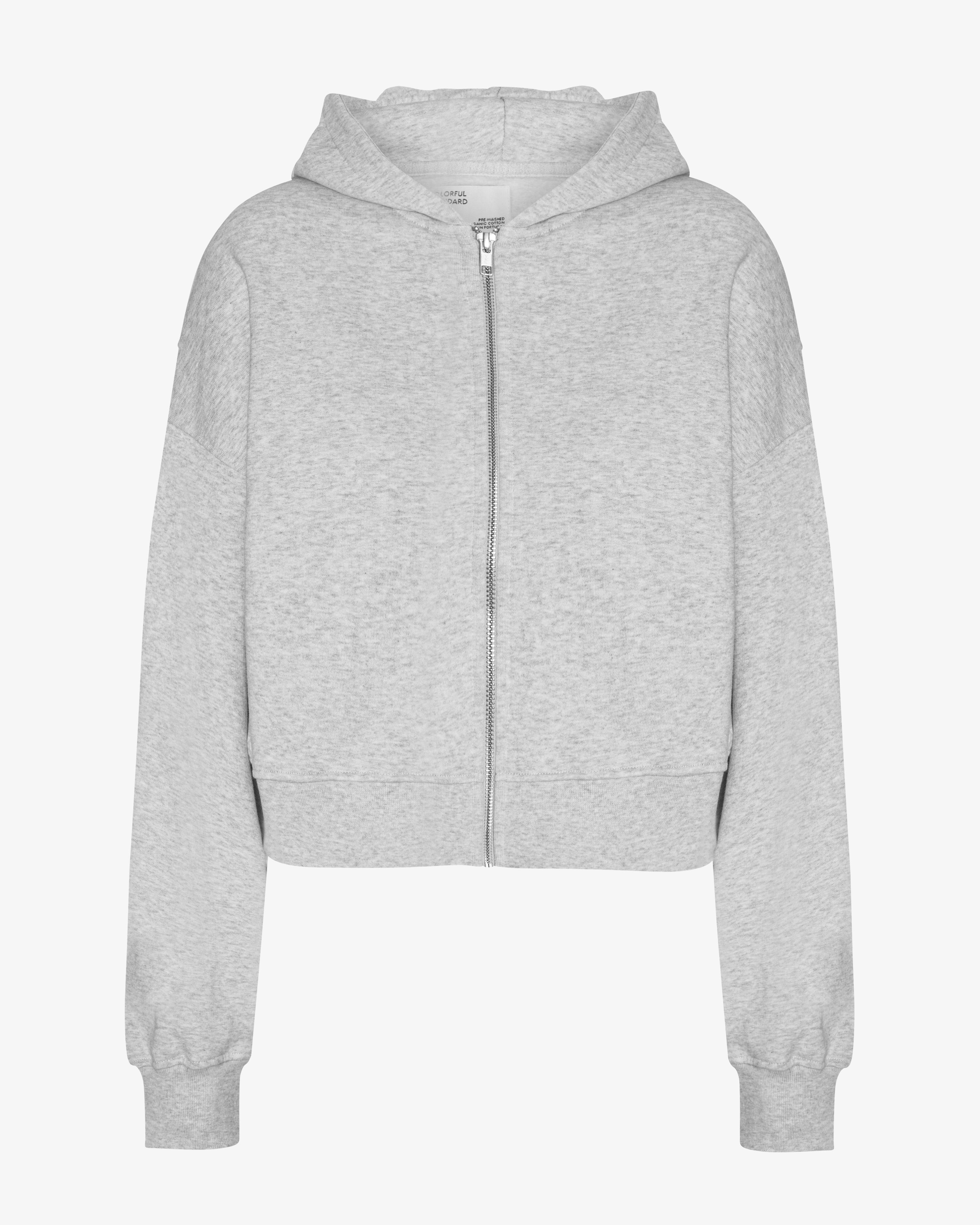 Colorful Standard Organic Crop Zip Hood Sweatshirt zippé court Snow Melange