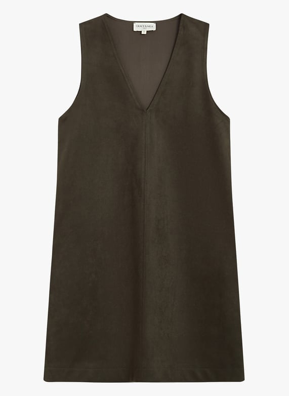 Anaya Robe chasuble en suédine — Kaki — Grace & Mila