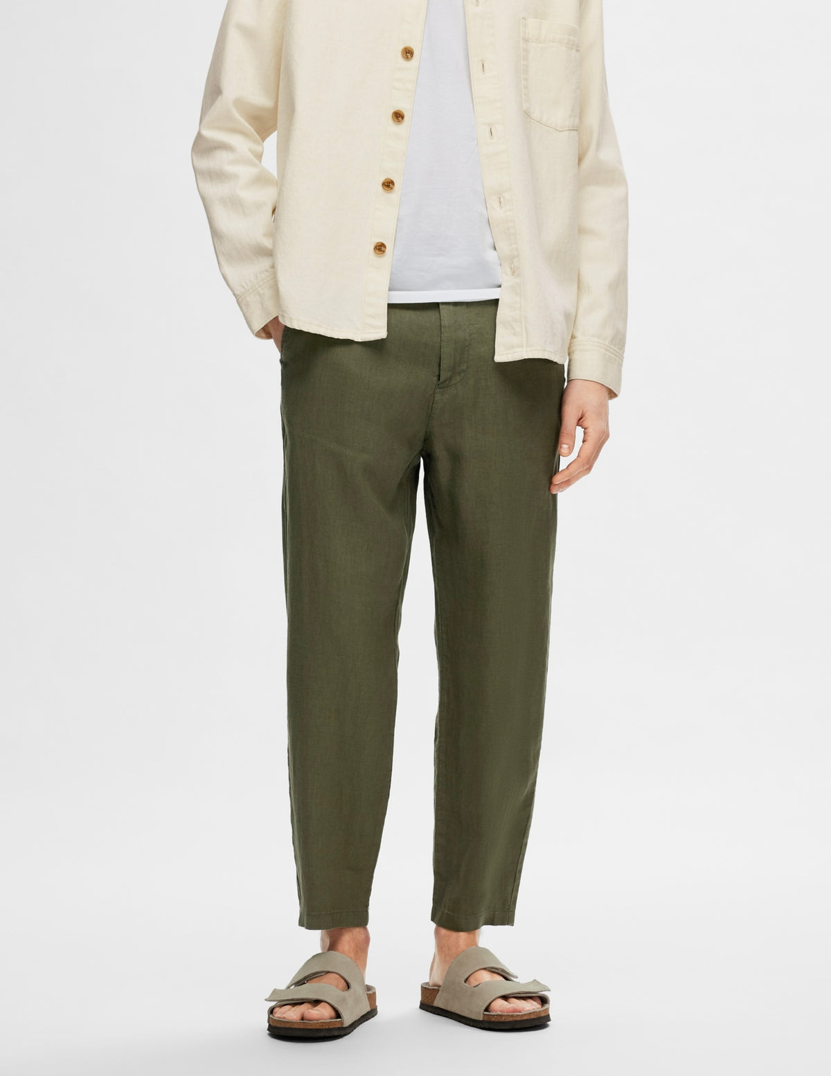 SLH180 RELAXED CROPPED MAGNUS SUN PANT — SELECTED HOMME BLACK — porté | Appart 17