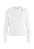 HDJULIA Top moulant asymétrique manches longues White – HYPEDROP | Appart 17