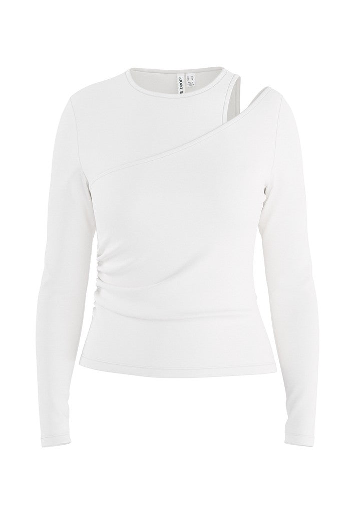 HDJULIA Top moulant asymétrique manches longues White – HYPEDROP | Appart 17