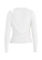 HDJULIA Top moulant asymétrique manches longues White – HYPEDROP | Appart 17