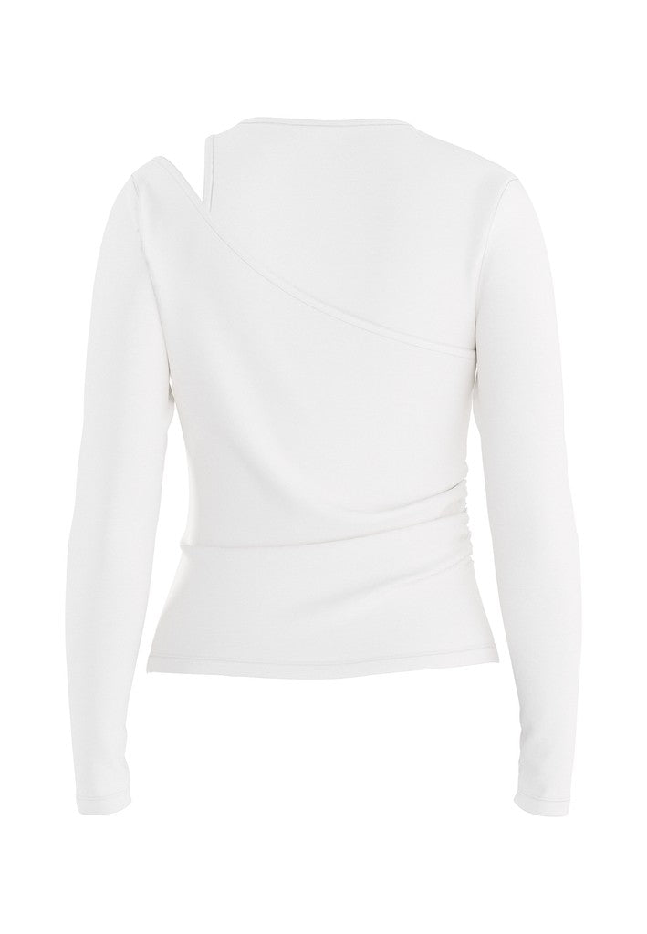 HDJULIA Top moulant asymétrique manches longues White – HYPEDROP | Appart 17