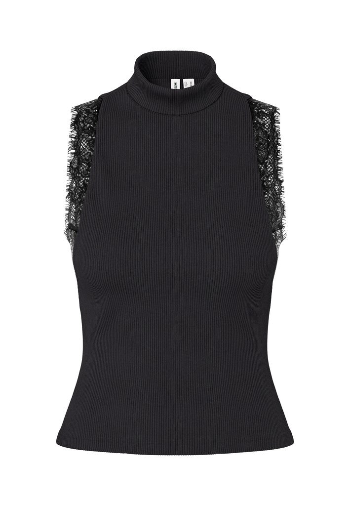 HDIDA Débardeur col montant en dentelle Black – HYPEDROP | Appart 17