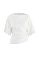 Top drapé manches courtes Blanc – HYPEDROP | Appart 17