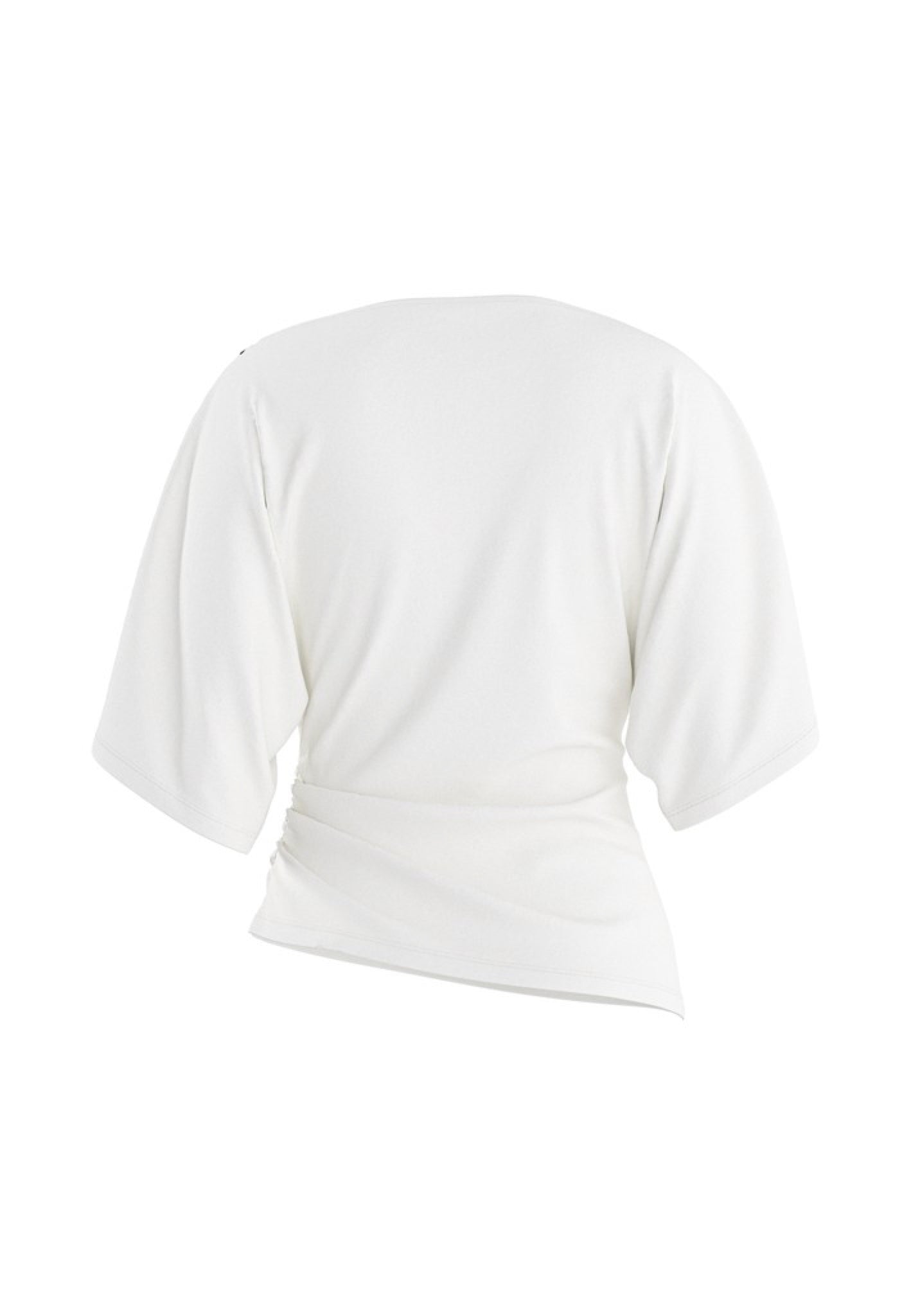 Top drapé manches courtes Blanc – HYPEDROP | Appart 17