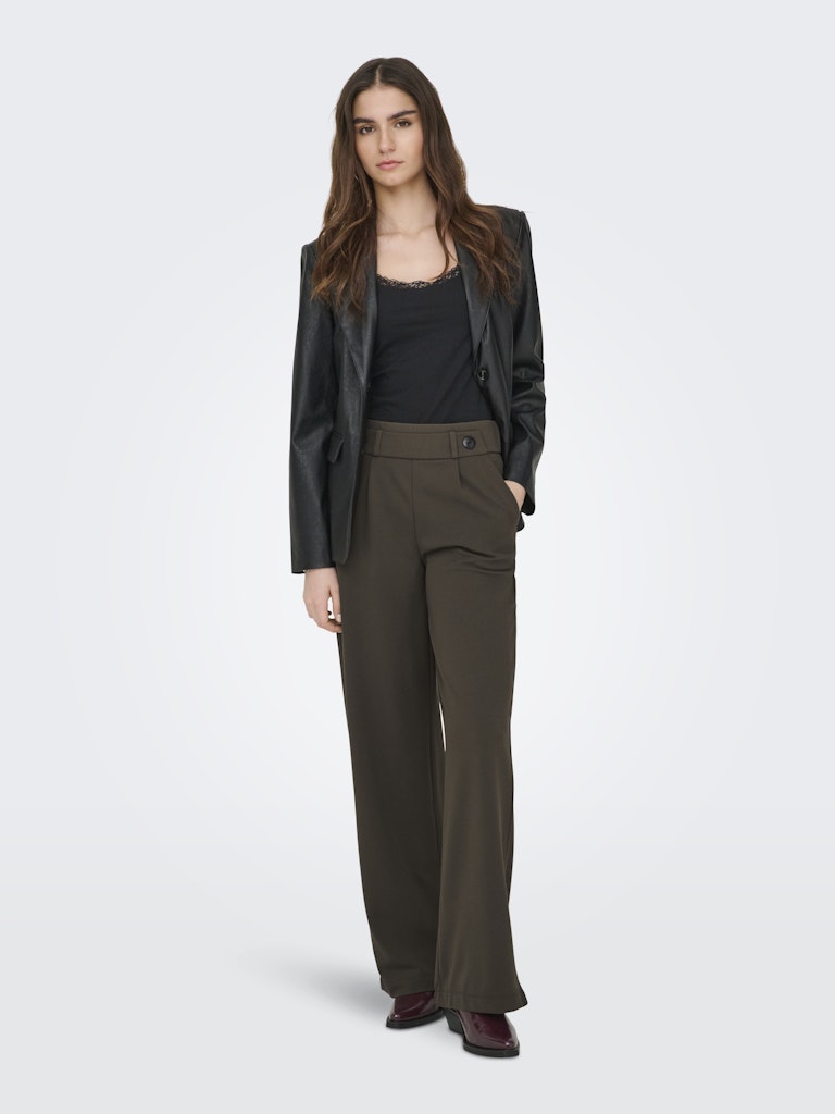 JdY JDYGEGGO Pantalon Large Maille Femme Chocolate Brown