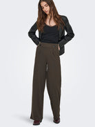 JdY JDYGEGGO Pantalon Large Maille Femme Chocolate Brown