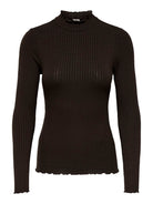 JDYFRANSISKA Top col montant manches longues Black Coffee – JDY | Appart 17