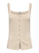 JDY JDYKITTY Pull gilet col carré sans manches Sandshell