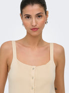 JDY JDYKITTY Pull gilet col carré sans manches Sandshell