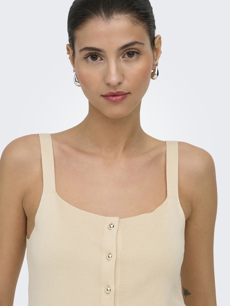 JDY JDYKITTY Pull gilet col carré sans manches Sandshell
