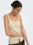 JDY JDYKITTY Pull gilet col carré sans manches Sandshell