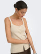 JDY JDYKITTY Pull gilet col carré sans manches Sandshell