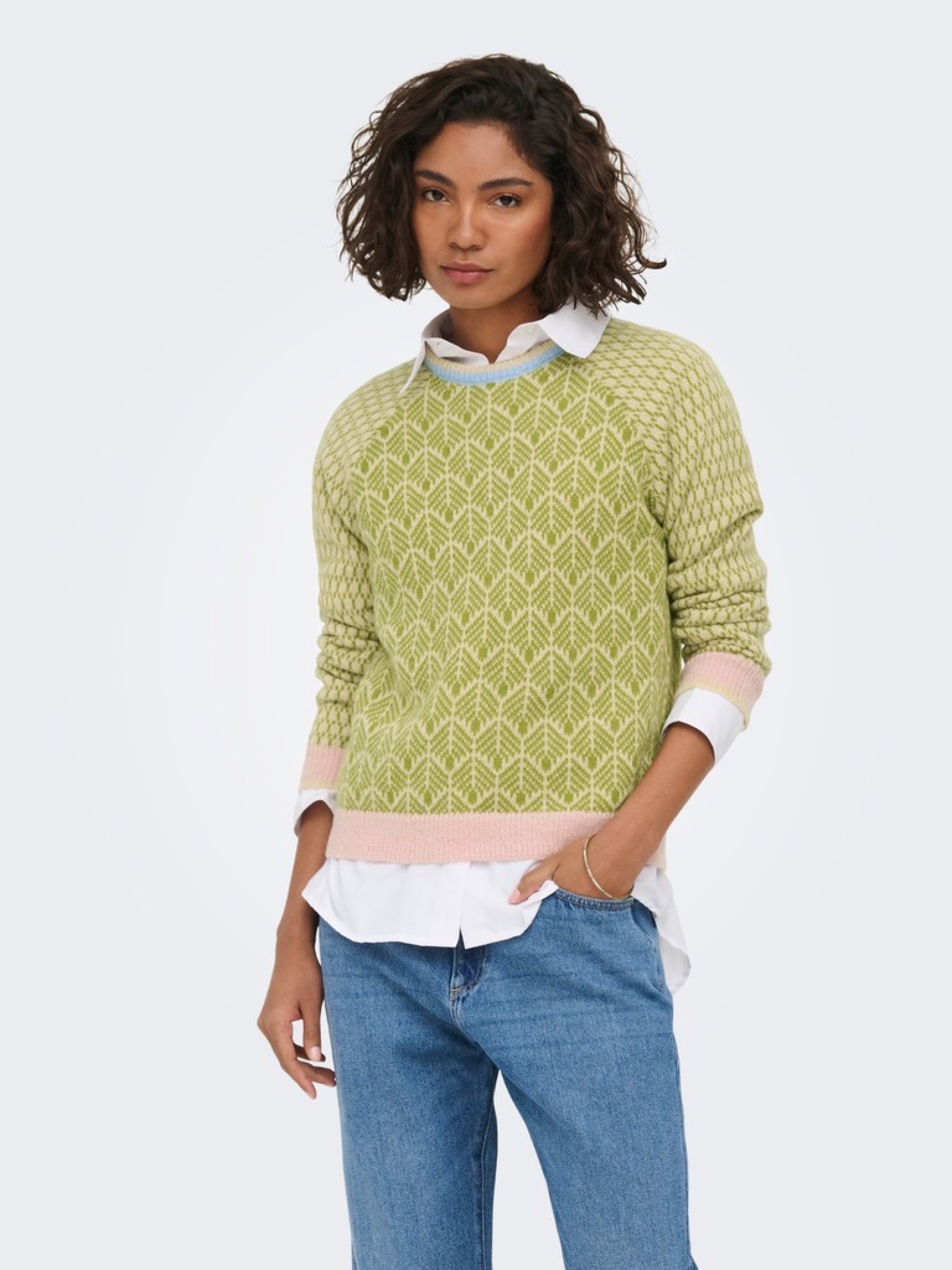 JDYBRYN Pull jacquard col rond — Crème Brûlée Woodbine & Peachskin & Crème Brûlée Toffee Crème Brûlée Woodbine | Appart 17