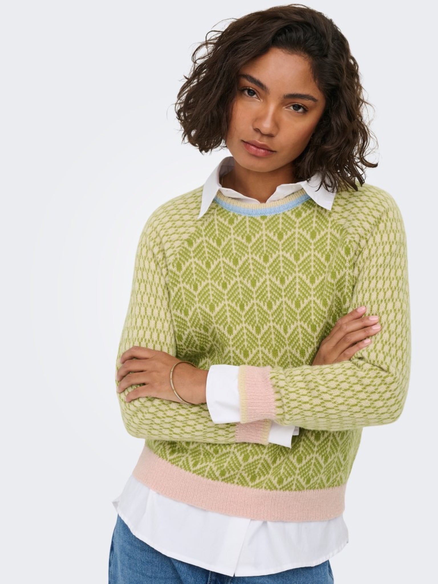 JDYBRYN Pull jacquard col rond — Crème Brûlée Woodbine & Peachskin & Crème Brûlée Toffee Crème Brûlée Woodbine | Appart 17