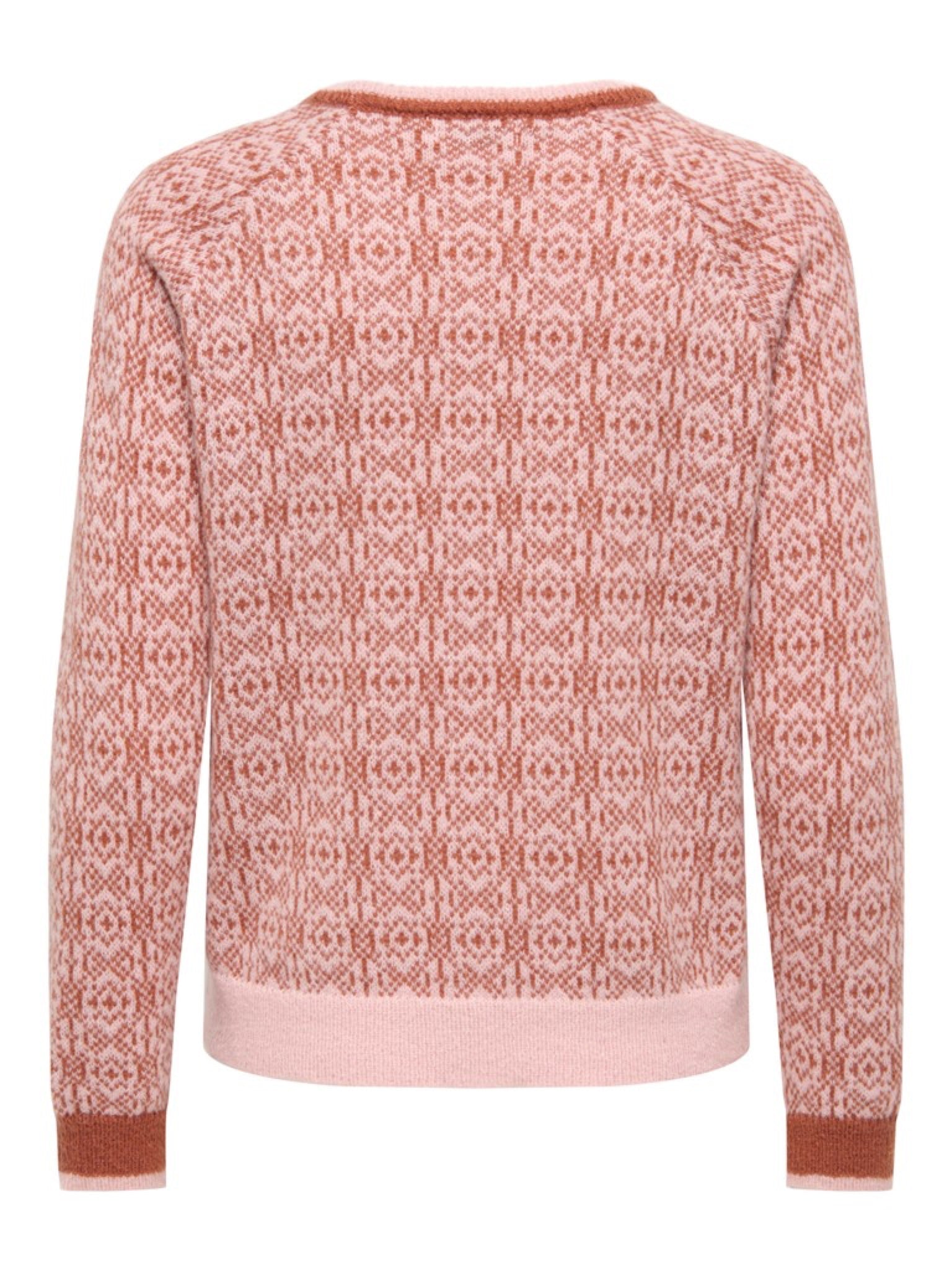 JDYBRYN Pull jacquard col rond — Crème Brûlée Woodbine & Peachskin & Crème Brûlée Toffee Peachskin | Appart 17