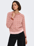 JDYBRYN Pull jacquard col rond — Crème Brûlée Woodbine & Peachskin & Crème Brûlée Toffee Peachskin | Appart 17