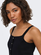 JDY JDYKITTY Pull gilet col carré sans manches Noir